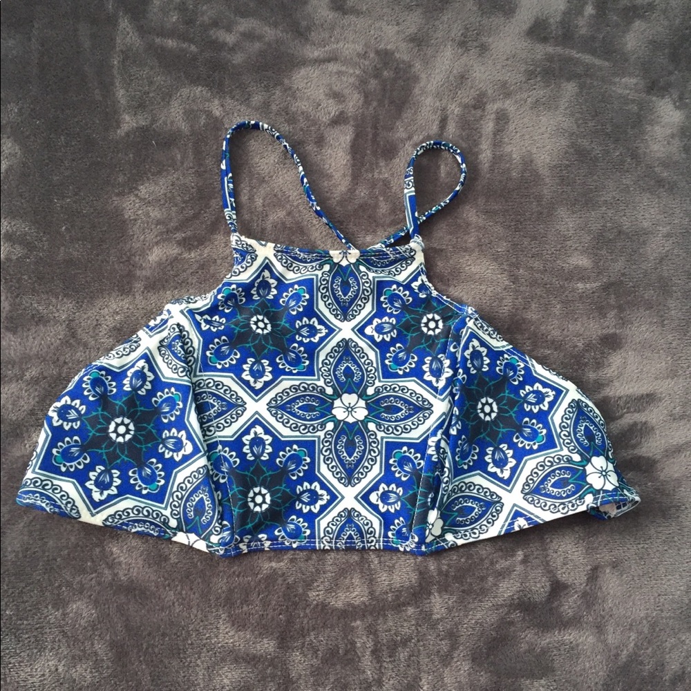 Beach riot stone cold fox bikini top blue large